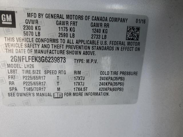 2016 CHEVROLET EQUINOX LT - 2GNFLFEK3G6239873