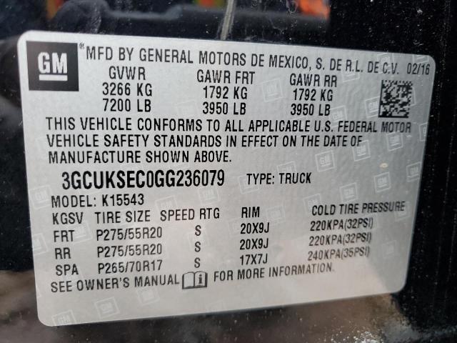 2016 CHEVROLET SILVERADO - 3GCUKSEC0GG236079