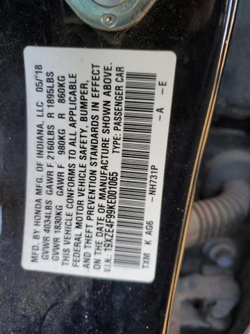 2019 HONDA INSIGHT TO 19XZE4F99KE001065