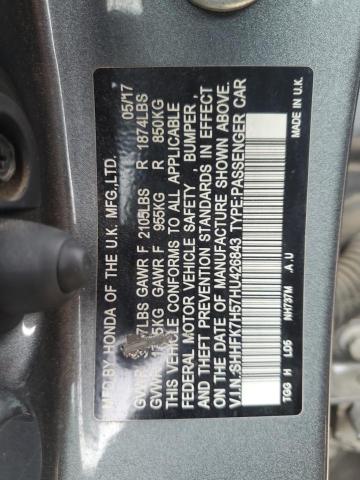 2017 HONDA CIVIC EX SHHFK7H57HU426843