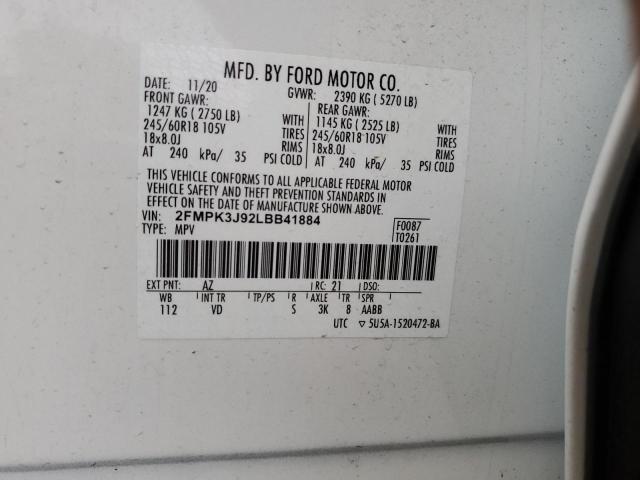 2020 FORD EDGE SEL - 2FMPK3J92LBB41884
