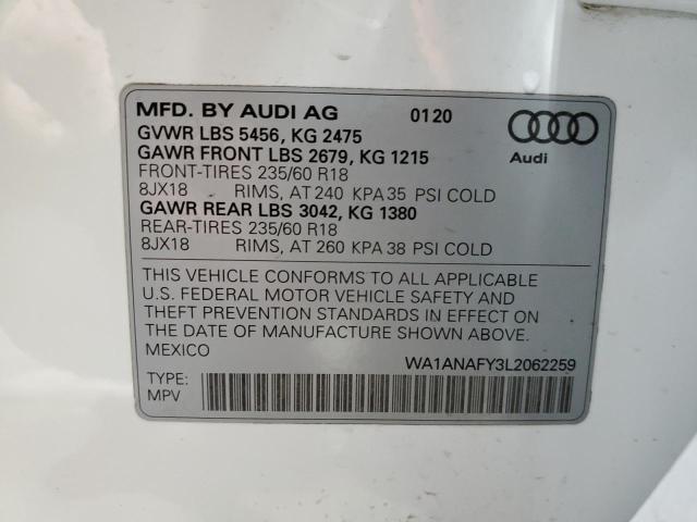 2020 AUDI Q5 PREMIUM WA1ANAFY3L2062259