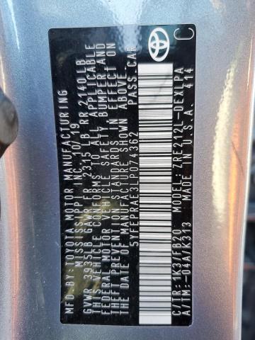 2020 TOYOTA COROLLA LE 5YFEPRAE3LP074362