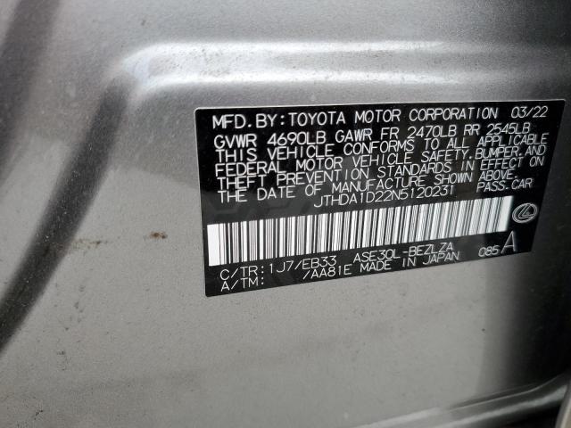 2022 LEXUS IS 300 JTHDA1D22N5120231