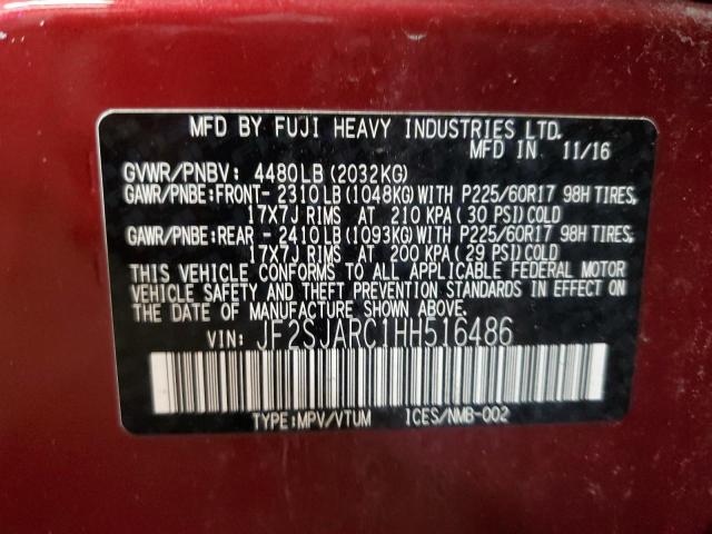 2017 SUBARU FORESTER 2 - JF2SJARC1HH516486