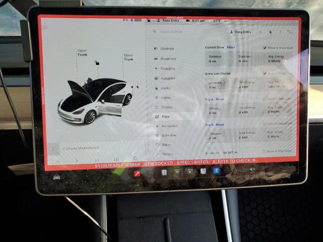 5YJ3E1EA8LF783869 2020 TESLA MODEL 3