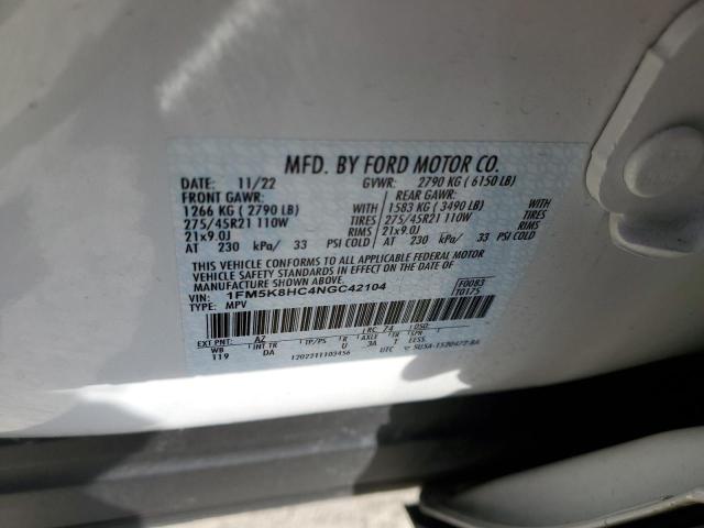 1FM5K8HC4NGC42104 2022 FORD EXPLORER