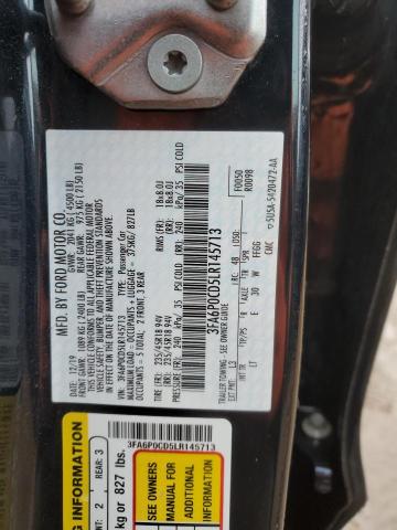 2020 FORD FUSION SEL 3FA6P0CD5LR145713