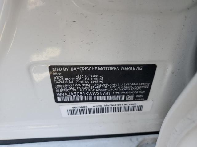 2019 BMW 530 I WBAJA5C51KWW35781