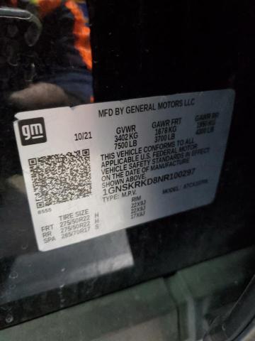 2022 CHEVROLET TAHOE K150 - 1GNSKRKD8NR100297