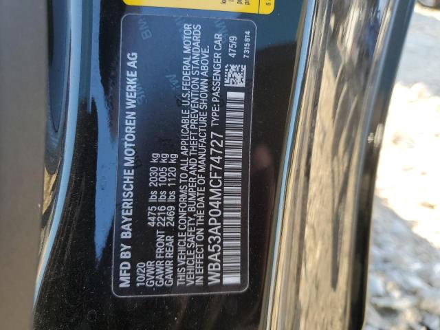 2021 BMW 430I WBA53AP04MCF74727