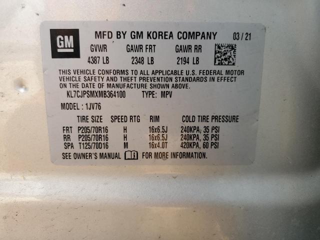 2021 CHEVROLET TRAX 1LT - KL7CJPSMXMB364100