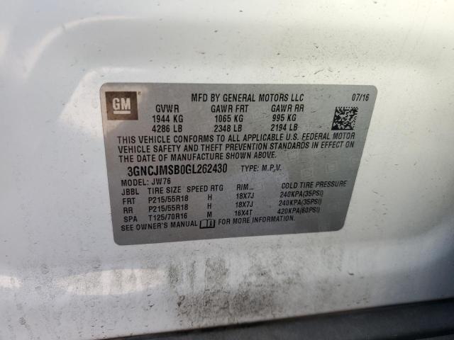 2016 CHEVROLET TRAX LTZ 3GNCJMSB0GL262430