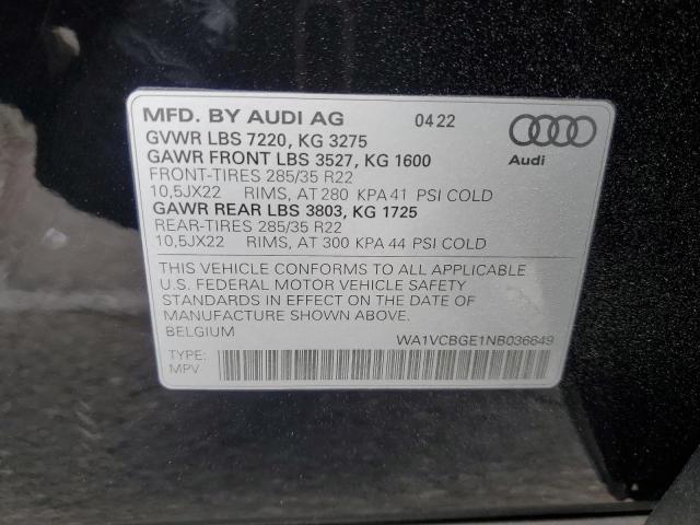 2022 AUDI E-TRON S P - WA1VCBGE1NB036649