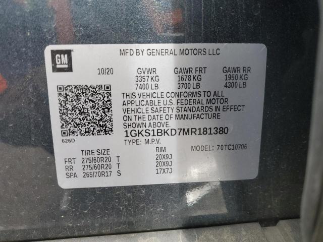 2021 GMC YUKON SLT 1GKS1BKD7MR181380