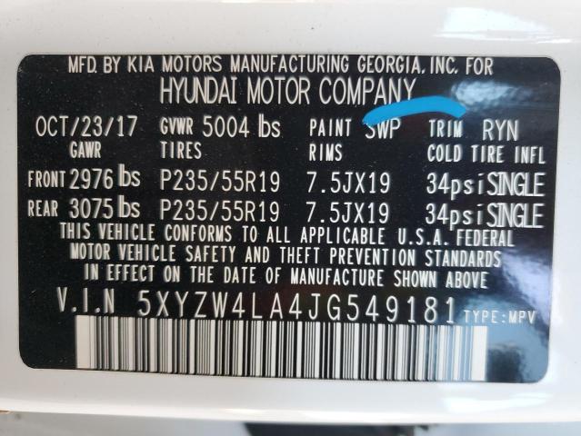 2018 HYUNDAI SANTA FE S - 5XYZW4LA4JG549181
