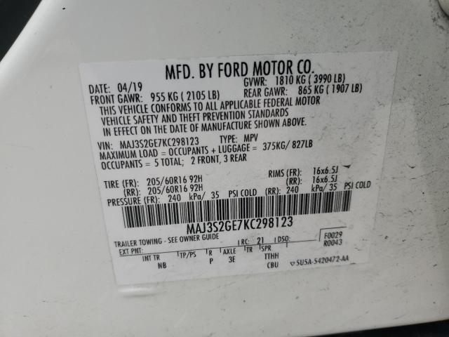 2019 FORD ECOSPORT S - MAJ3S2GE7KC298123
