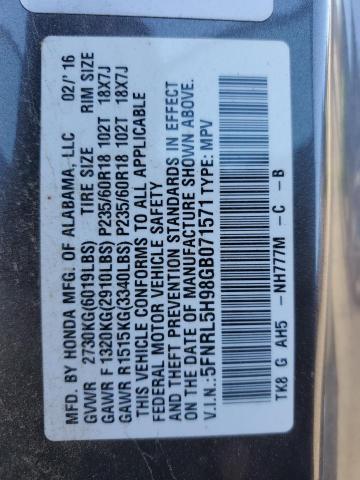2016 HONDA ODYSSEY TO - 5FNRL5H98GB071571