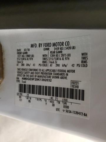 2019 FORD TRANSIT CO - NM0GE9F29K1392032