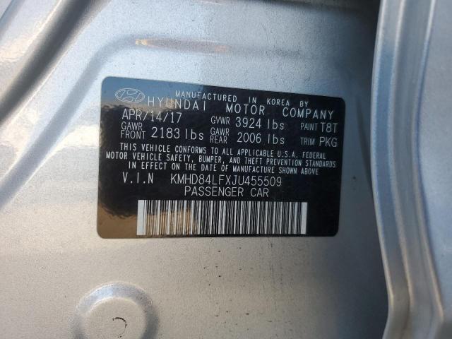 2018 HYUNDAI ELANTRA SE KMHD84LFXJU455509