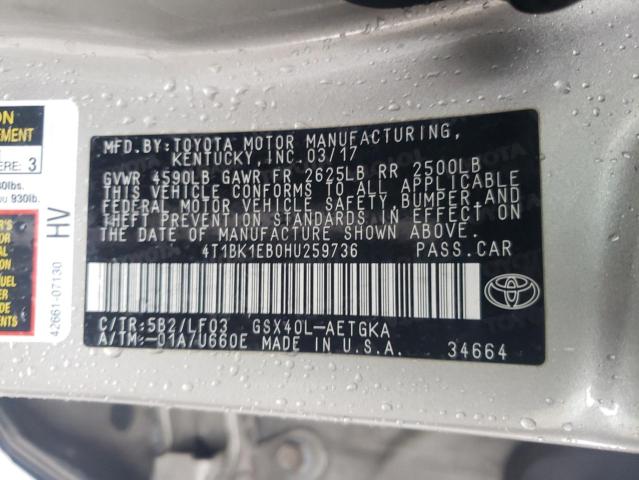 2017 TOYOTA AVALON XLE - 4T1BK1EB0HU259736