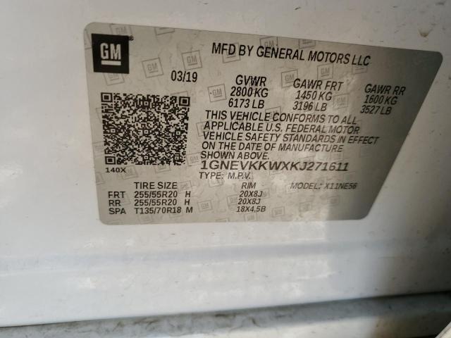 2019 CHEVROLET TRAVERSE P 1GNEVKKWXKJ271611