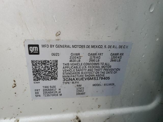 2021 CHEVROLET EQUINOX LT 3GNAXUEV6MS179405