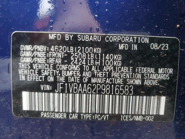 2023 SUBARU WRX JF1VBAA62P9816583