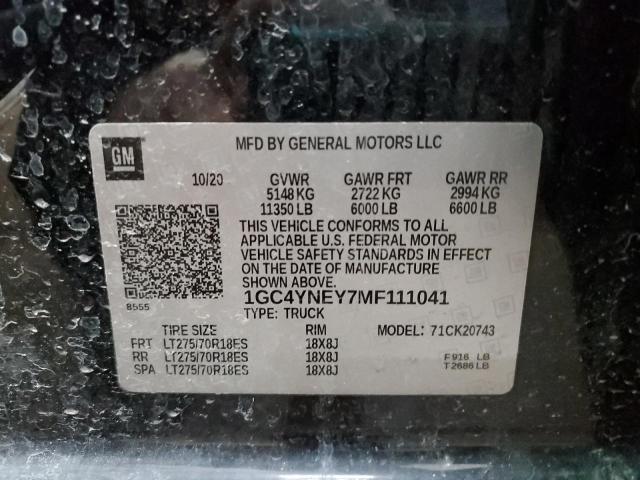 2021 CHEVROLET SILVERADO - 1GC4YNEY7MF111041