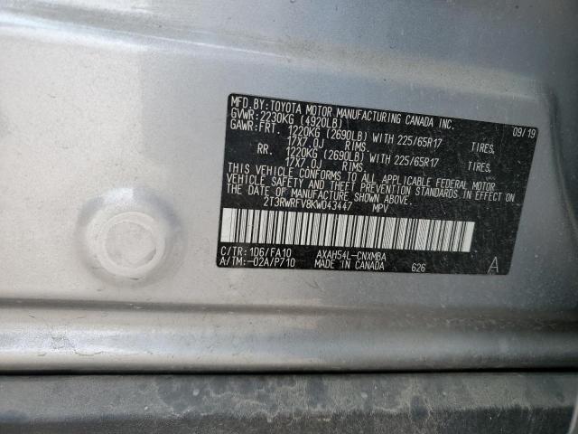 2019 TOYOTA RAV4 XLE 2T3RWRFV8KW043447