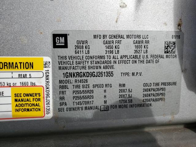 2016 CHEVROLET TRAVERSE L - 1GNKRGKD9GJ261355