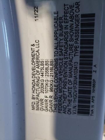 2022 HONDA ACCORD SPO - 1HGCV1F30NA103413