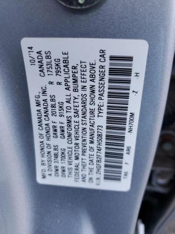 2015 HONDA CIVIC SE 2HGFB2F74FH508773