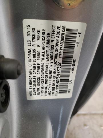 2015 HONDA CIVIC 19XFB2F57FE276551