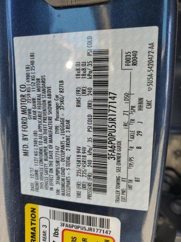 2018 FORD FUSION SE - 3FA6P0PU5JR177147