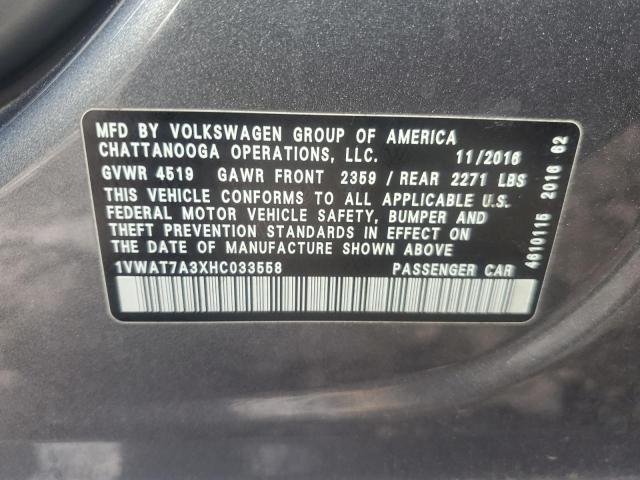 2017 VOLKSWAGEN PASSAT S - 1VWAT7A3XHC033558