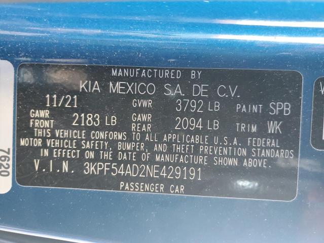 2022 KIA FORTE GT L - 3KPF54AD2NE429191