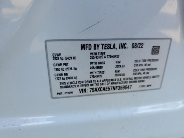 2022 TESLA MODEL X 7SAXCAE57NF359647