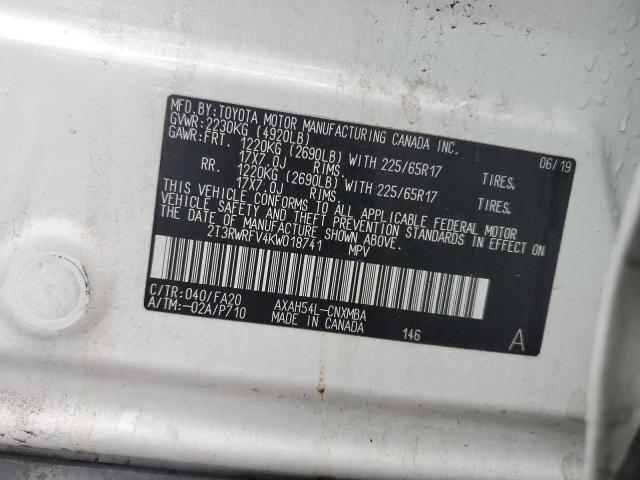 2019 TOYOTA RAV4 XLE - 2T3RWRFV4KW018741