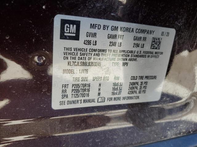 2020 CHEVROLET TRAX 1LT - KL7CJLSB6LB353245