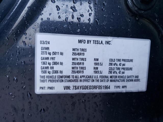 2024 TESLA MODEL Y - 7SAYGDED3RF051964