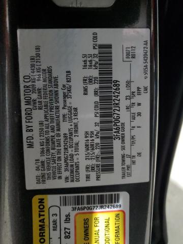 2018 FORD FUSION S - 3FA6P0G72JR242689