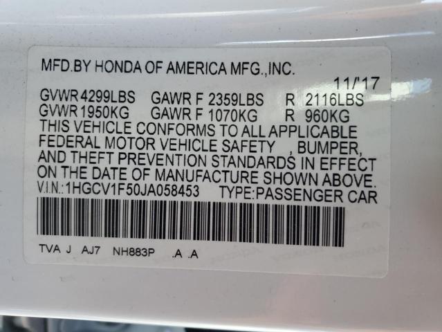 2018 HONDA ACCORD EXL 1HGCV1F50JA058453
