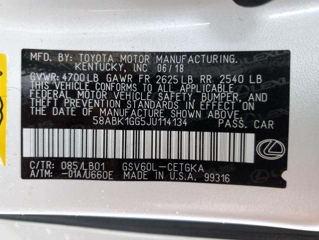 2018 LEXUS ES 350 58ABK1GG5JU114134