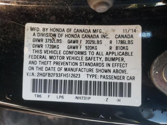 2015 HONDA CIVIC EXL - 2HGFB2F93FH512623