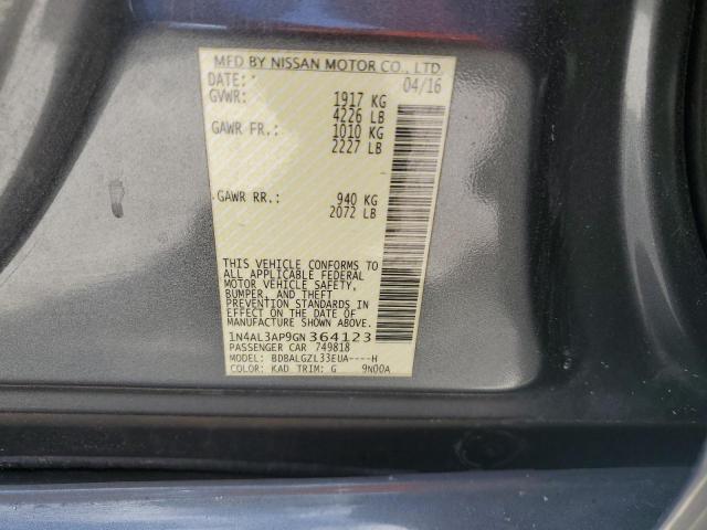 2016 NISSAN ALTIMA S 1N4AL3AP9GN364123