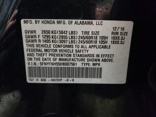 2017 HONDA PILOT EXL - 5FNYF6H55HB007561