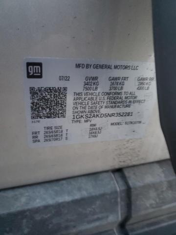 2022 GMC YUKON SLE 1GKS2AKD5NR352281