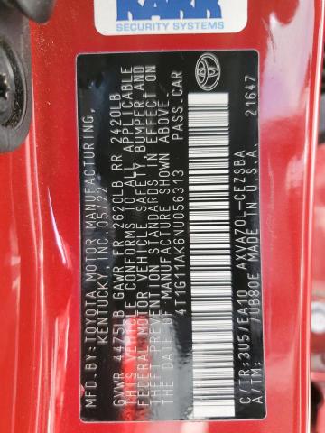 2022 TOYOTA CAMRY SE 4T1G11AK6NU056313
