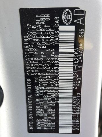 2018 TOYOTA COROLLA L - 2T1BURHE4JC031826